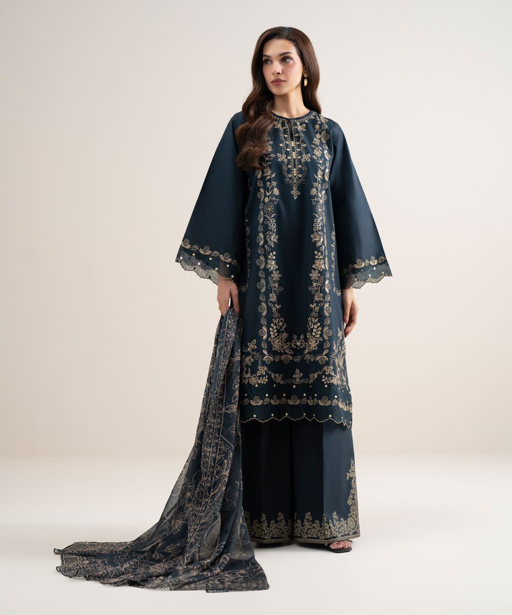 Sapphire women's unstitched slub lawn embroidered black 3 piece suit – 3pesgs26v679 Sapphire Women's Unstitched Slub Lawn Embroidered Black 3 Piece Suit – 3PESGS26V679