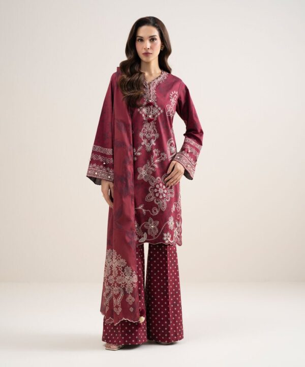 Sapphire Women's Unstitched Lawn Embroidered Maroon 3 Piece Suit – ESGS26V641AT Sapphire Women's Unstitched Lawn Embroidered Maroon 3 Piece Suit – ESGS26V641AT