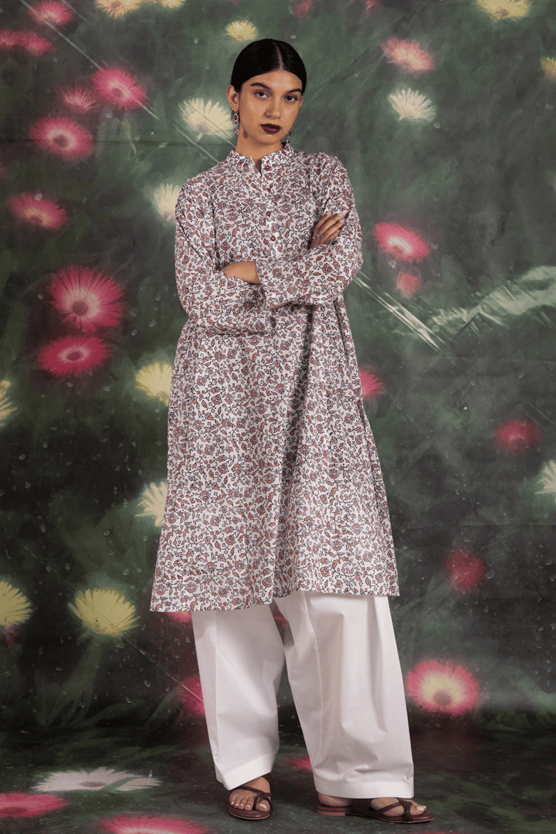 Generation chambeli block printed shirt– s26c5246 white 11 Generation Chambeli Block Printed Shirt– S26C5246 White 11