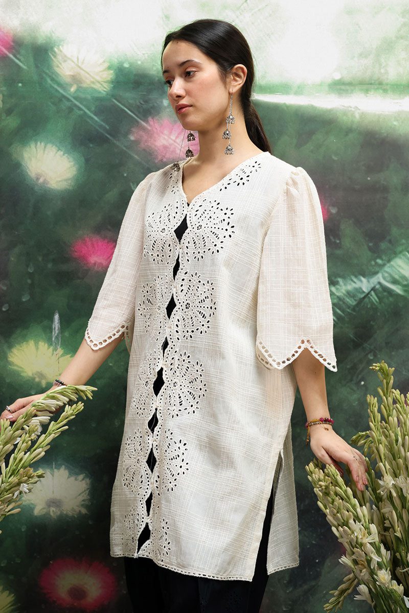 Generation ivory schiffli edit shirt– s26w8058 white 1 Generation Ivory Schiffli Edit Shirt– S26W8058 White 1