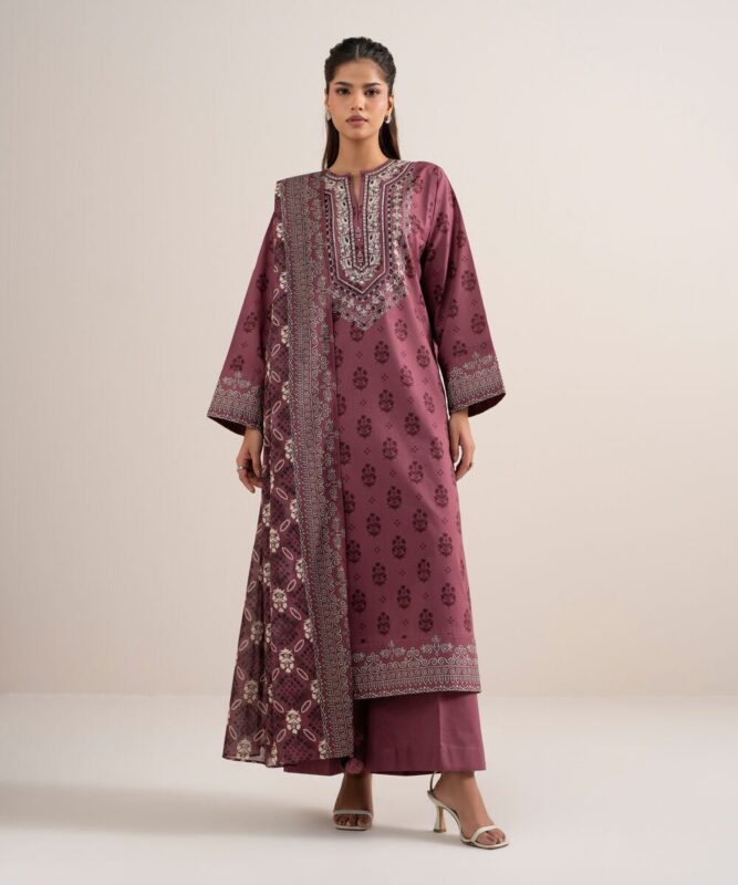 Sapphire Women's Unstitched Lawn Embroidered Maroon 3 Piece Suit – U3PDDS26V636