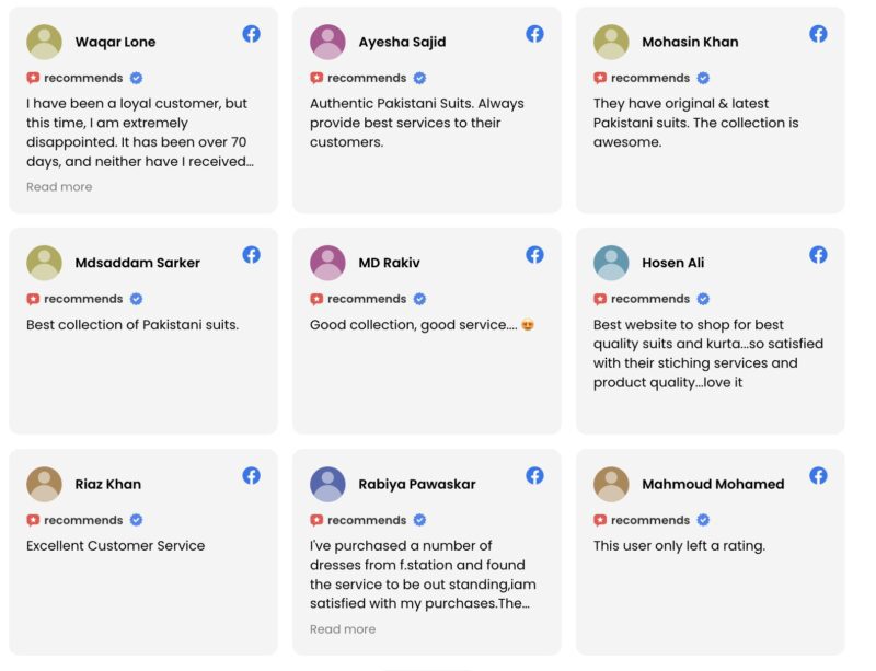 Customer reviews and ratings for The Fashion Station
