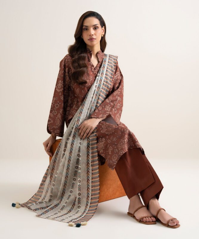 Sapphire Women's Unstitched Lawn Printed Brown 3 Piece Suit – 0U3PDDS26V71