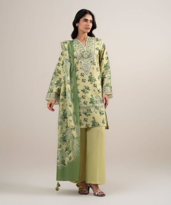 Sapphire Women's Unstitched Lawn Embroidered Light Yellow 3 Piece Suit – 2DEDYS26V651