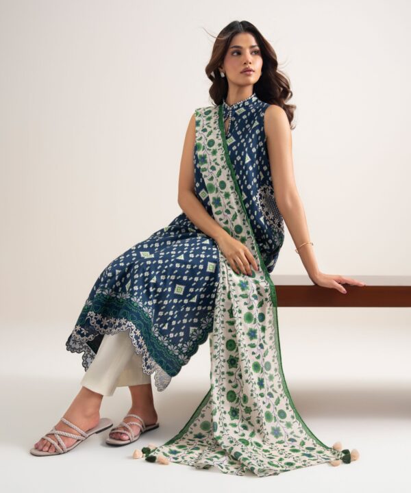 Sapphire Women's Unstitched Lawn Embroidered Blue 2 Piece Suit – 2DEDYS26V792