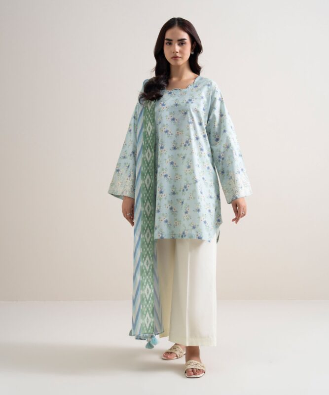 Sapphire Women's Unstitched Lawn Embroidered Blue 2 Piece Suit – 2DEDYS26V793