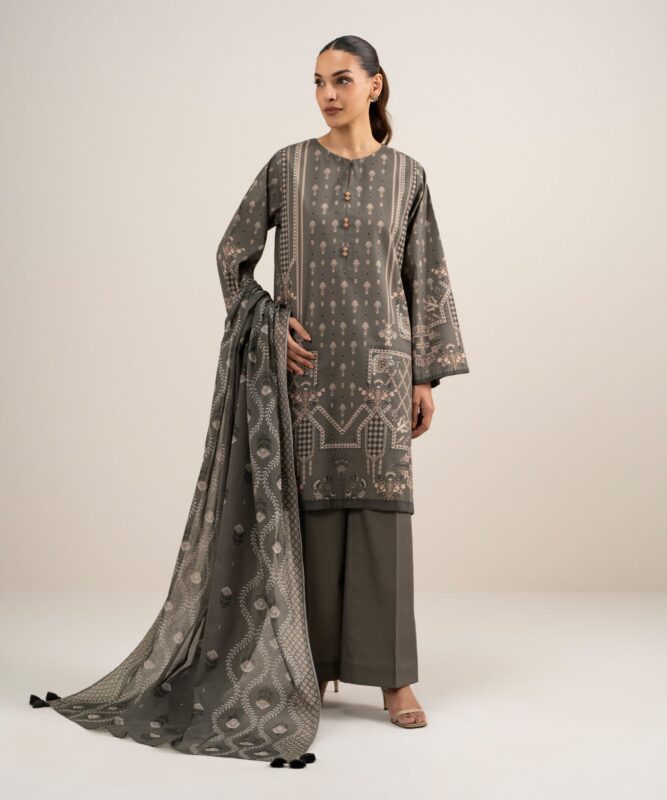 Sapphire Women's Unstitched Lawn Printed Grey  3 Piece Suit – 3PDYS26V7100