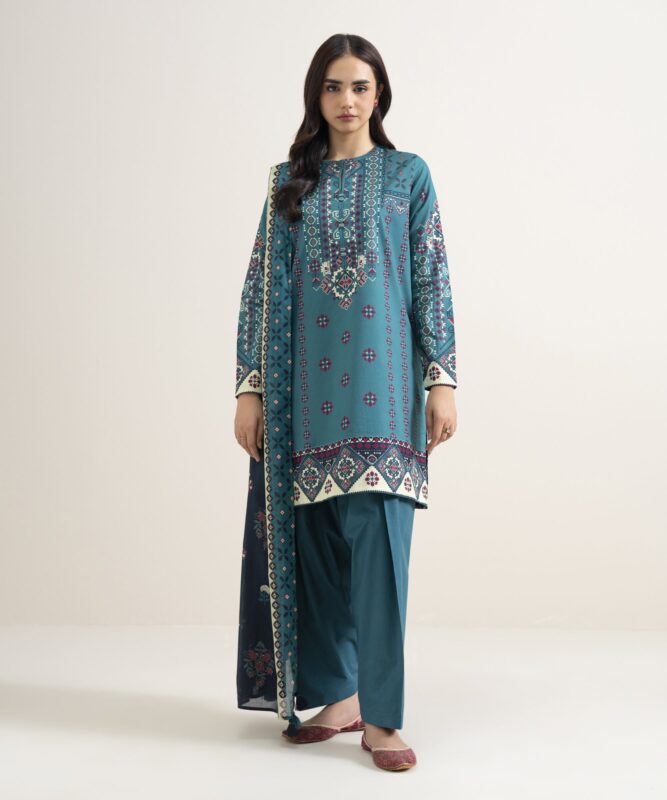 Sapphire Women's Unstitched Lawn Printed Blue  3 Piece Suit – 3PDYS26V7102