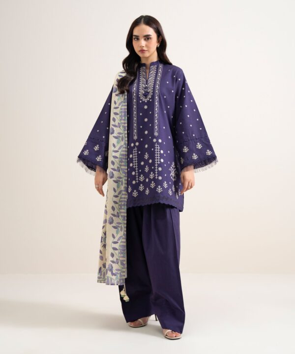Sapphire Women's Unstitched Lawn Embroidered Blue 3 Piece Suit – 3PEADD26V111