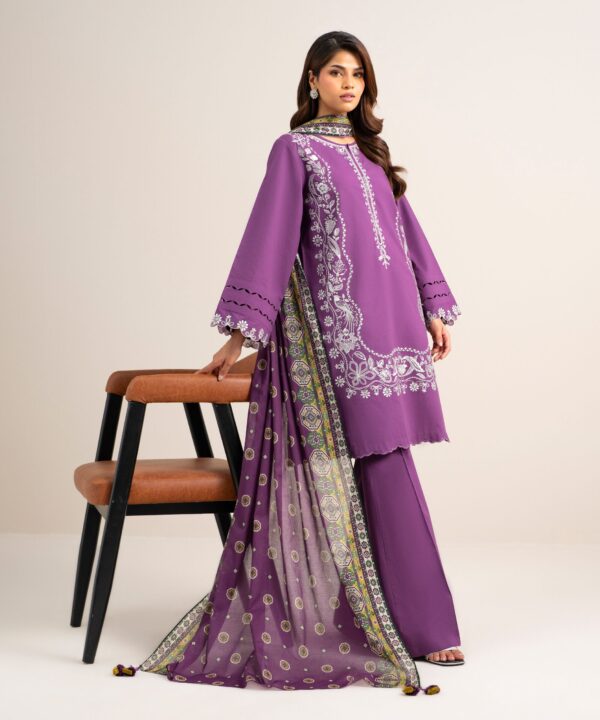 Sapphire Women's Unstitched Lawn Embroidered Purple 3 Piece Suit – 3PEADD26V114