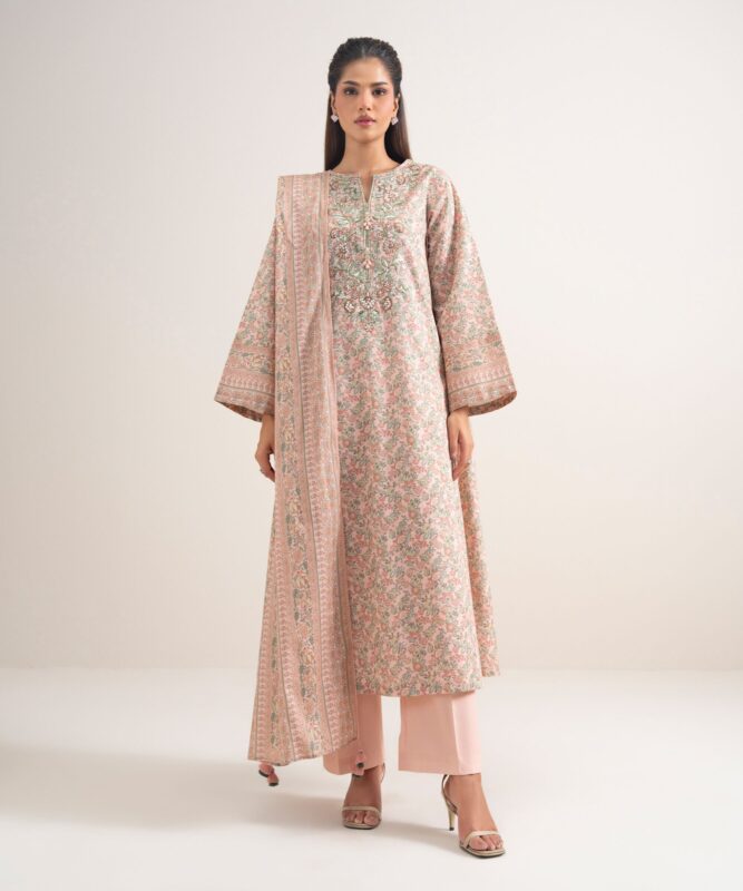 Sapphire Women's Unstitched Lawn Embroidered Pink 3 Piece Suit – 3PEDYS26V642