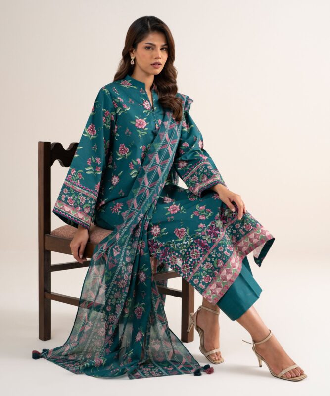 Sapphire Women's Unstitched Cotton Embroidered Green 3 Piece Suit – 3PEDYS26V647