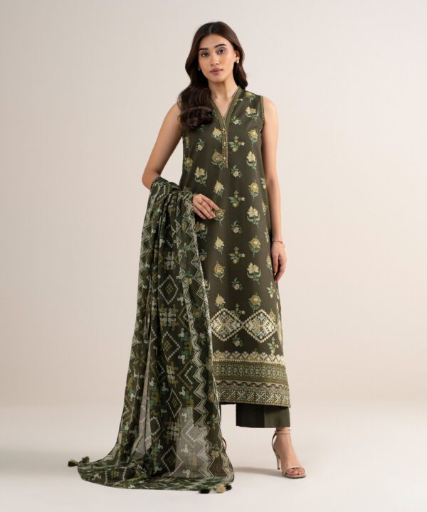 Sapphire Women's Unstitched Cotton Embroidered Green 3 Piece Suit – 3PEDYS26V648