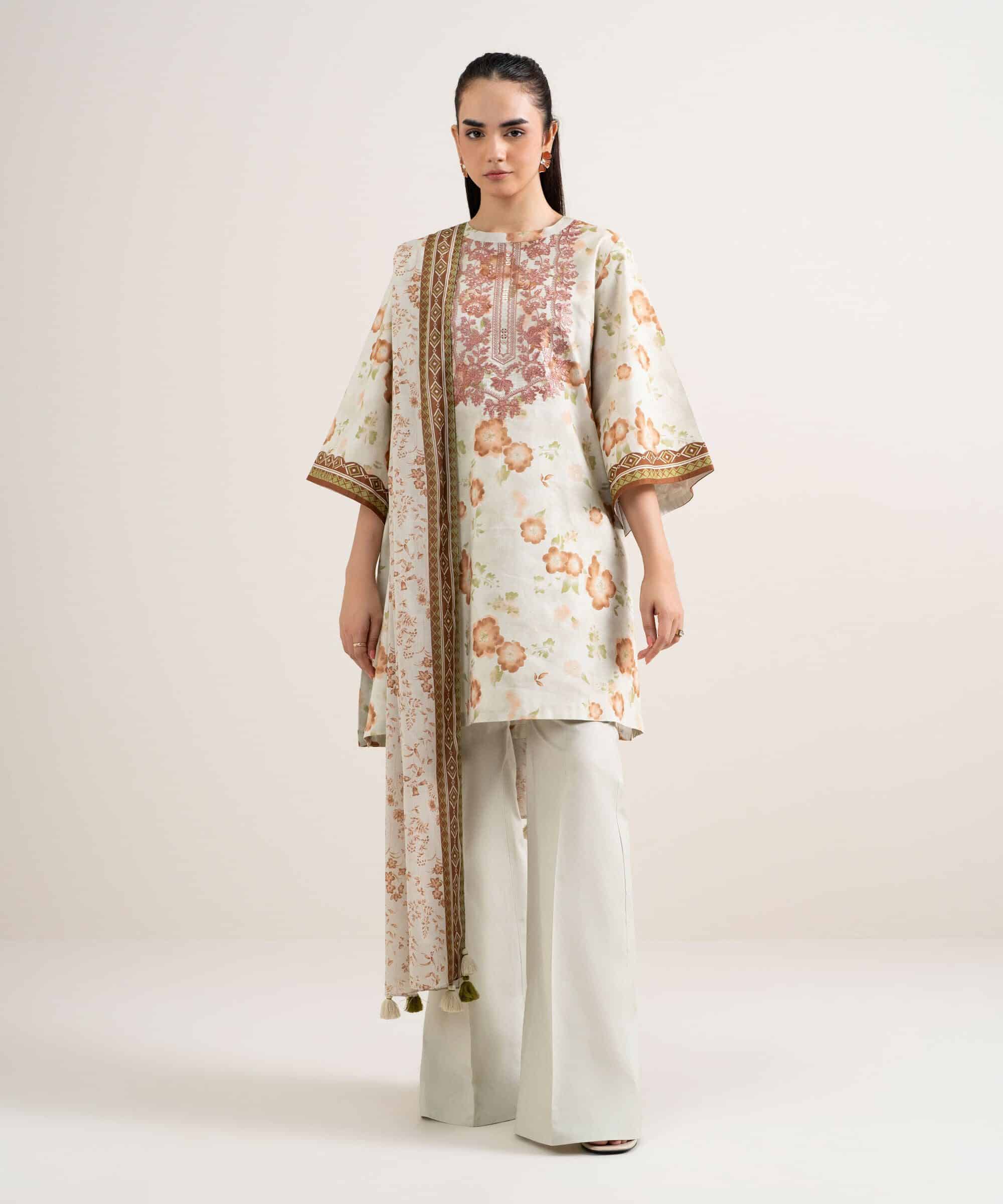 Sapphire women's unstitched lawn embroidered beige 3 piece suit – 3pedys26v652 Sapphire Women's Unstitched Lawn Embroidered Beige 3 Piece Suit – 3PEDYS26V652