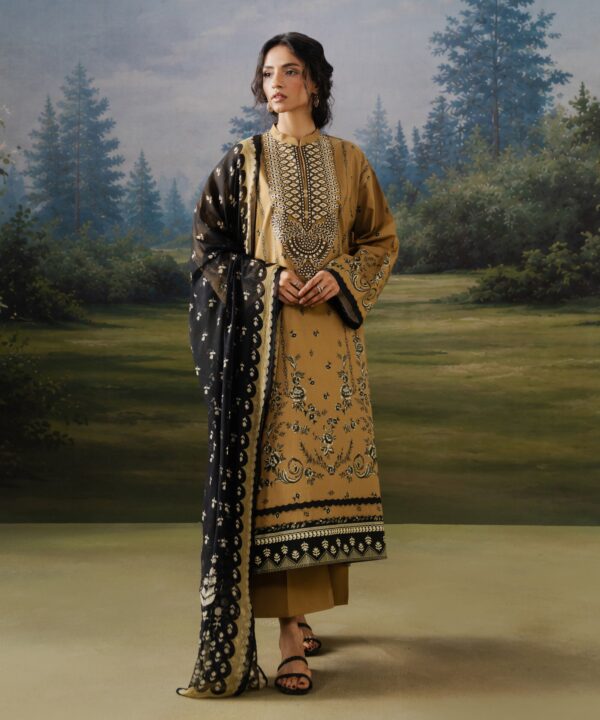 Sapphire Women's Unstitched Cotton Embroidered Yellow – 3PEDYS26V728