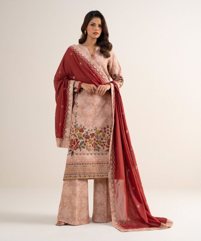 Sapphire Women's Unstitched Cotton Embroidered Pink – 3PEDYS26V729