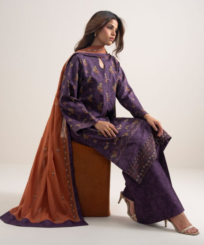 Sapphire Women's Unstitched Cotton Embroidered Purple – 3PEDYS26V730