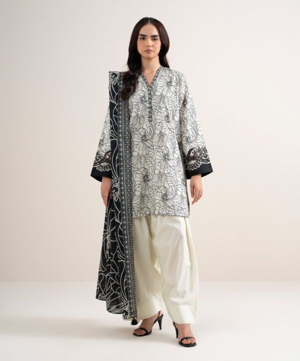 Sapphire Women's Unstitched Lawn Embroidered Off White – 3PEDYS26V769