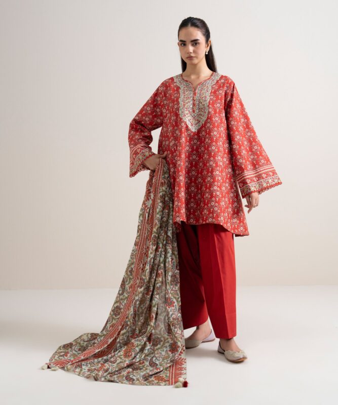 Sapphire Women's Unstitched Lawn Embroidered Red – 3PEDYS26V771