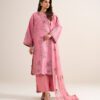 Sapphire Women's Unstitched Cotton Net Embroidered Pink 3 Piece Suit – 3PELXS26V710