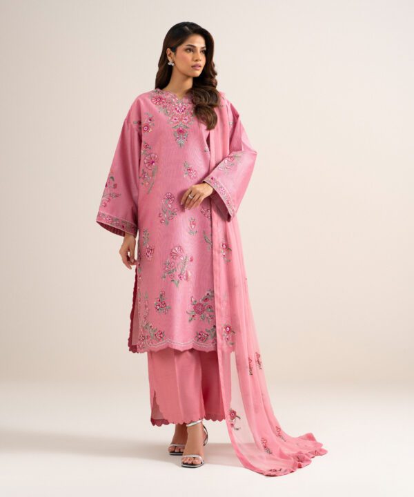 Sapphire Women's Unstitched Cotton Net Embroidered Pink 3 Piece Suit – 3PELXS26V710