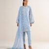 Sapphire Women's Unstitched Khaddi Net Embroidered Blue – 3PELXS26V726