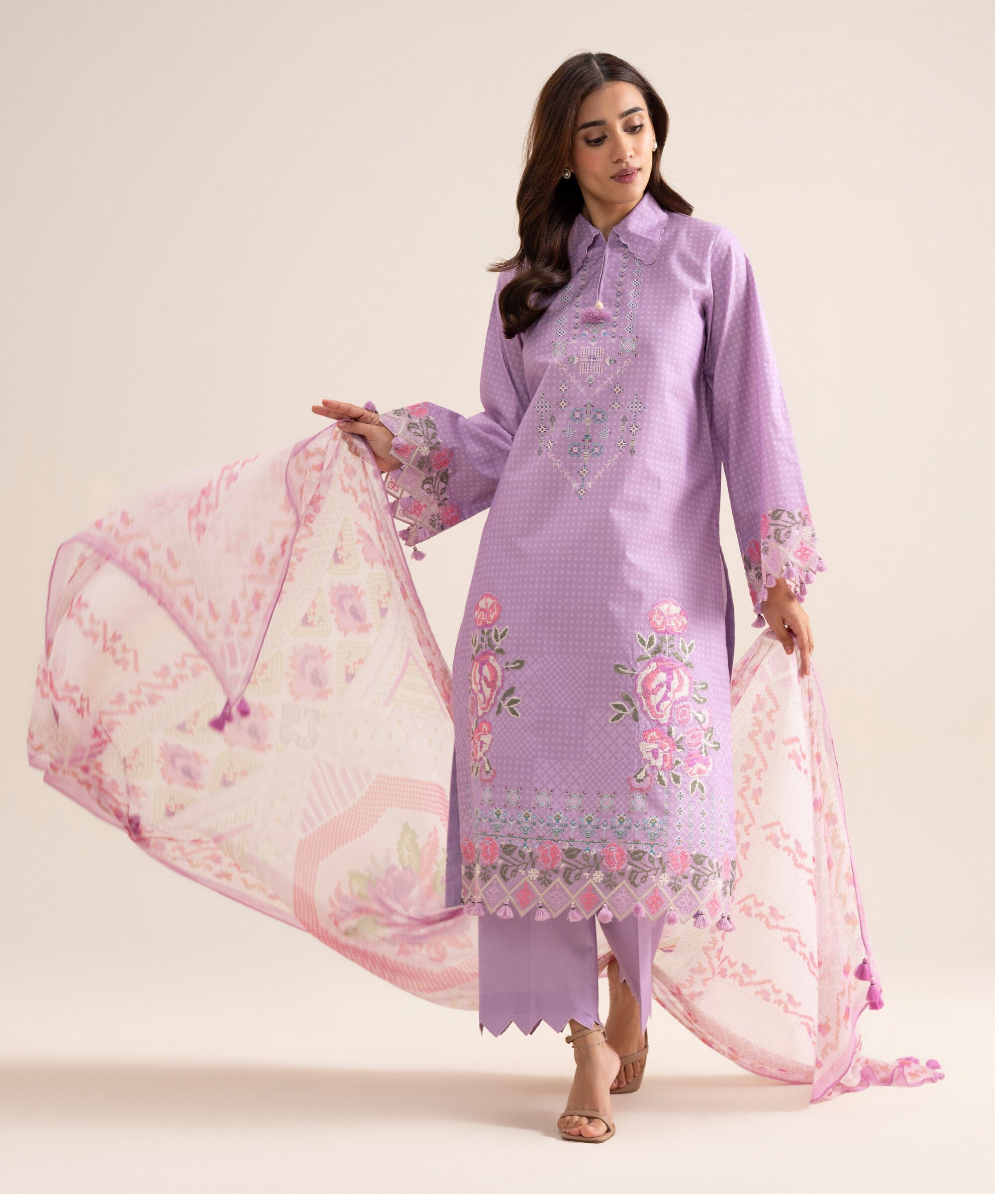 Sapphire women's unstitched zari cotton embroidered lilac 3 piece suit – 3pesgs26v711 Sapphire Women's Unstitched Zari Cotton Embroidered Lilac 3 Piece Suit – 3PESGS26V711