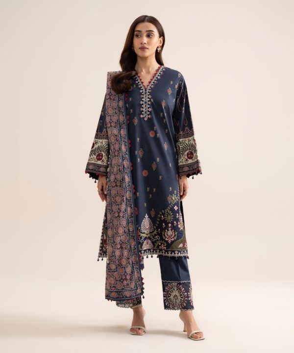 Sapphire Women's Unstitched Lawn Embroidered Navy Blue 3 Piece Suit – 3PESGS26V717