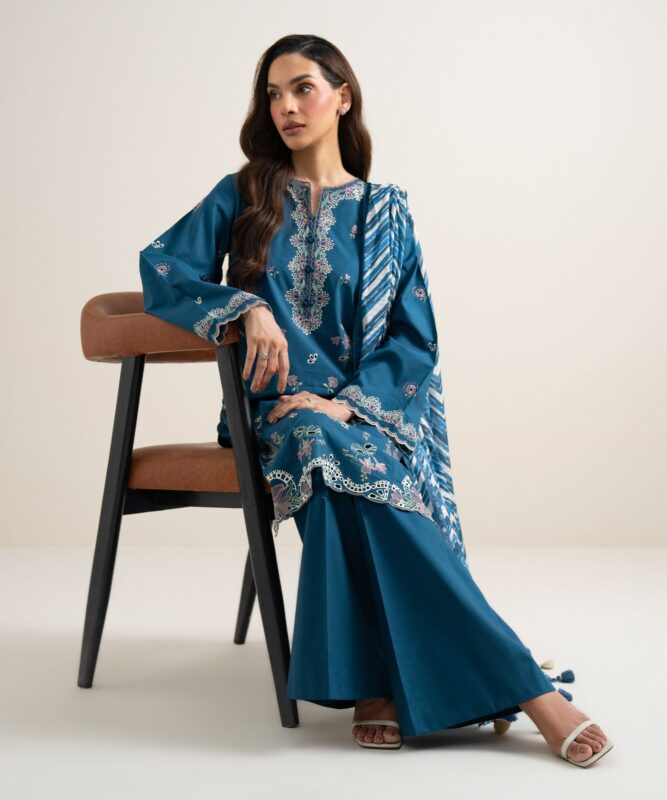 Sapphire Women's Unstitched Lawn Embroidered Blue  3 Piece Suit – 3PESGS26V745