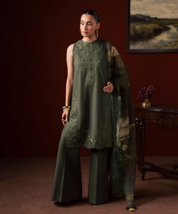 Sapphire Women's Unstitched Slub Lawn Embroidered Green 3 Piece Suit – 3PESGS26V764