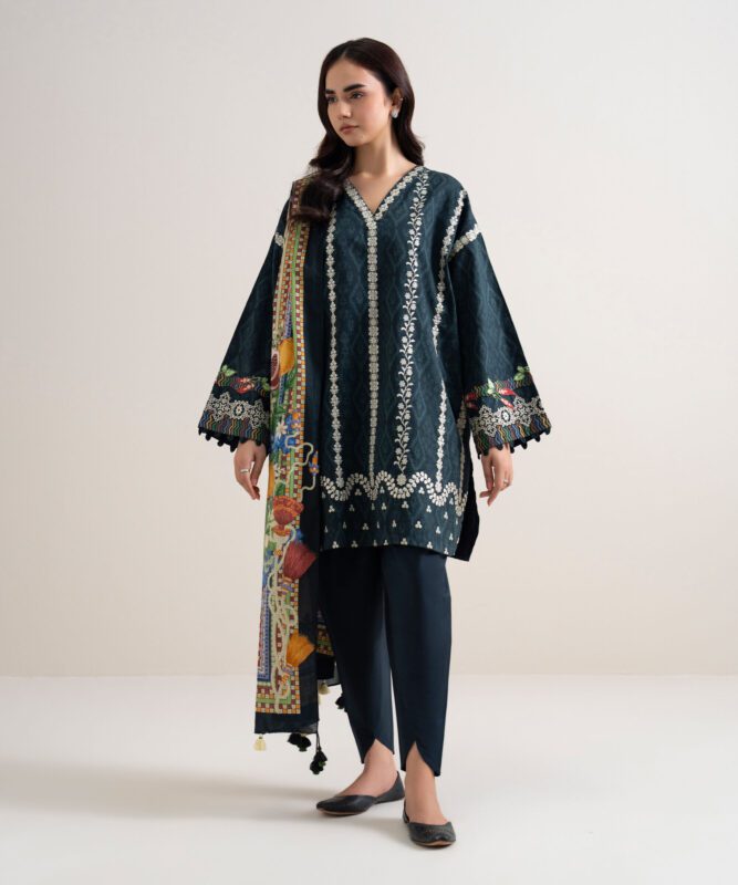 Sapphire Women's Unstitched Lawn Embroidered Black – 3PESGS26V783