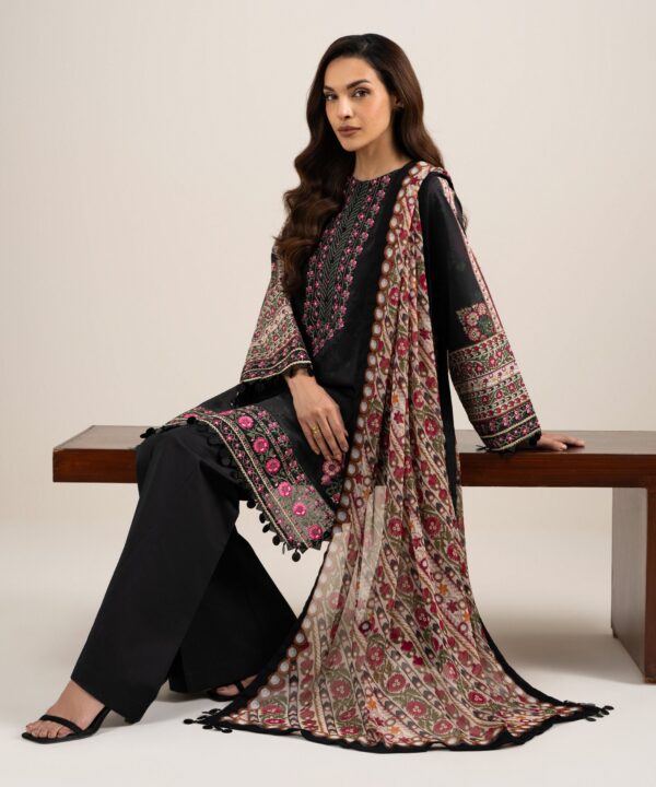 Sapphire Women's Unstitched Lawn Embroidered Black – 3PESGS26V796