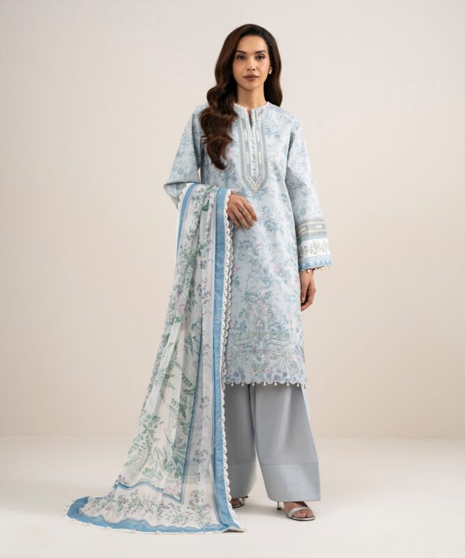 Sapphire Women's Unstitched Lawn Embroidered Blue – 3PESGS26V797