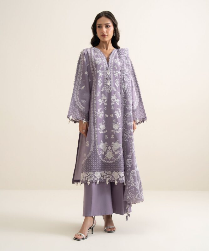 Sapphire Women's Unstitched Lawn Embroidered Purple – 3PESUS26V414