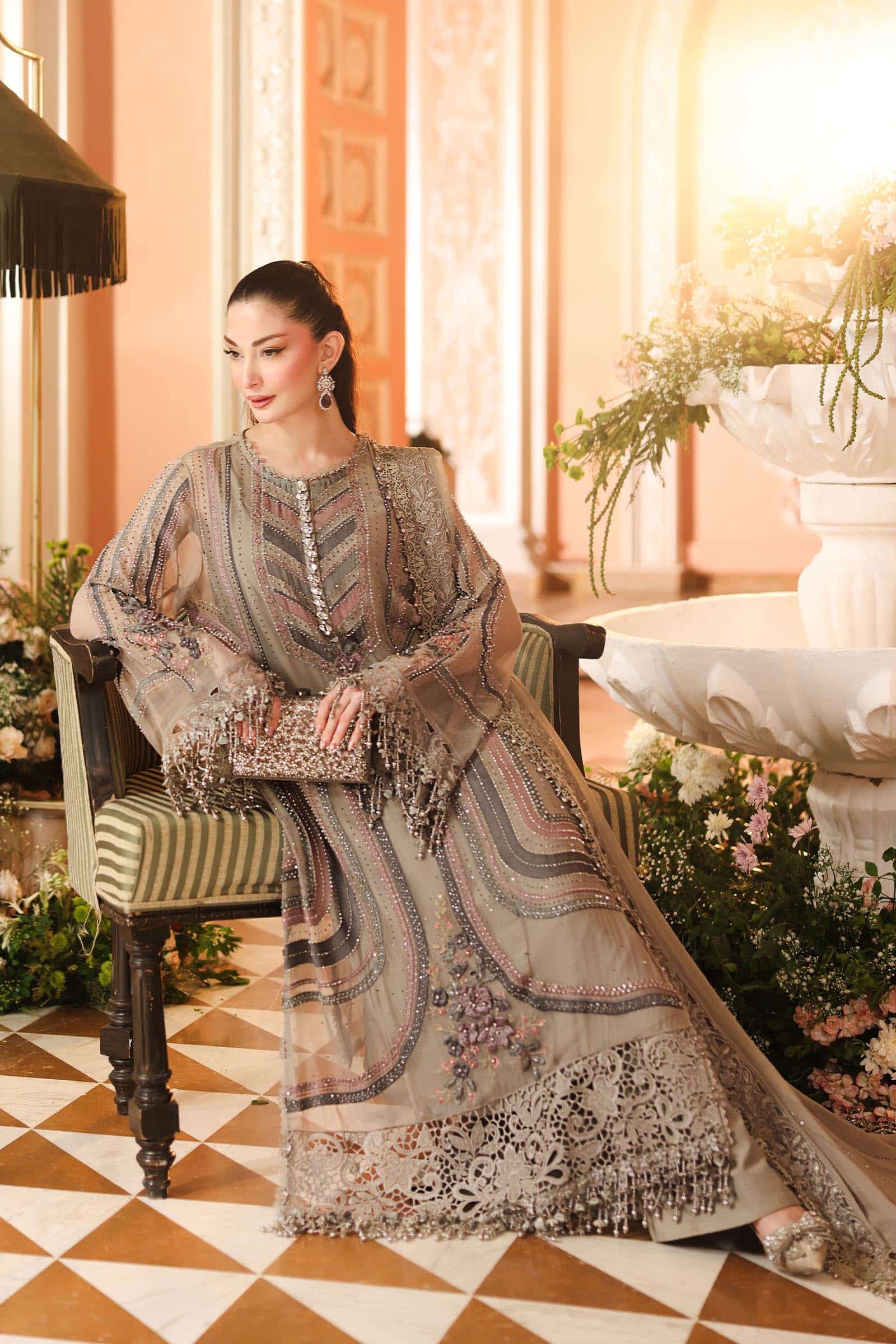 Maria b 3 piece embroidered chiffon suit– d1-a Maria B 3 Piece Embroidered Chiffon Suit– D1-A