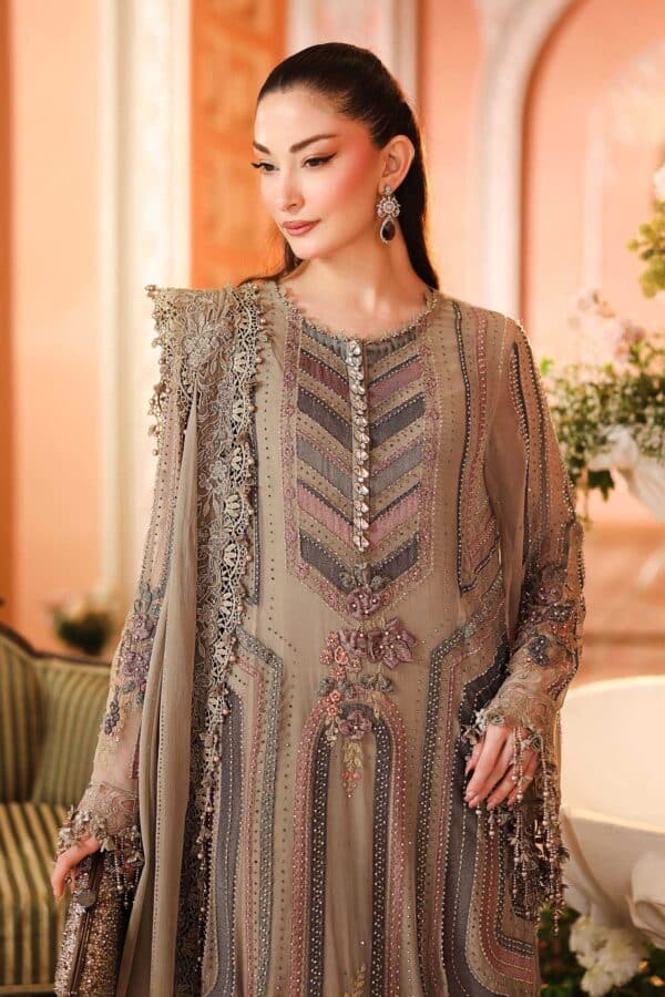 Maria b 3 piece embroidered chiffon suit– d1-d Maria B 3 Piece Embroidered Chiffon Suit– D1-D