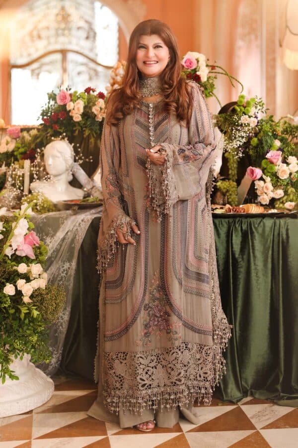 Maria b 3 piece embroidered chiffon suit– d1-f Maria B 3 Piece Embroidered Chiffon Suit– D1-F