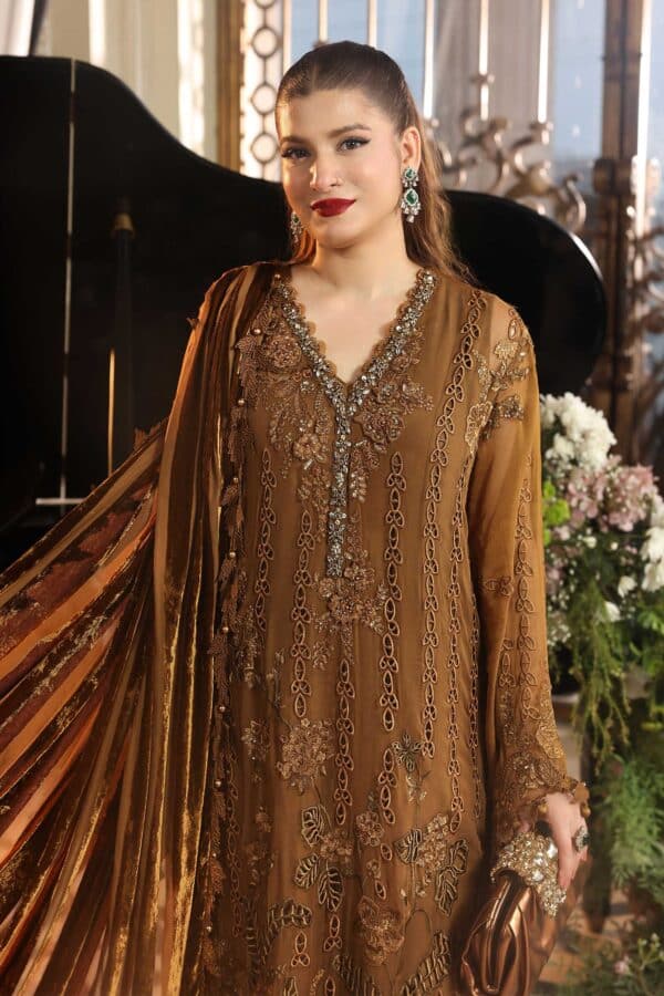 Maria b 3 piece embroidered chiffon suit– d5-c Maria B 3 Piece Embroidered Chiffon Suit– D5-C