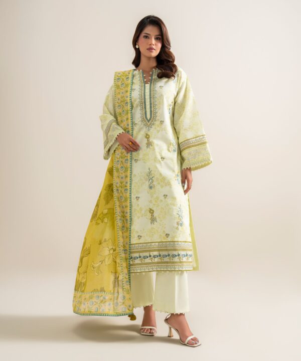 Sapphire Women's Unstitched Lawn Embroidered Yellow 3 Piece Suit – ESGS26V7124B