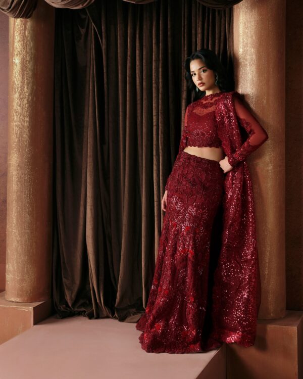 Afrozeh La Fuchsia Unstitched Formal 3Pc Suit FWU-0078 Lover - Image 6