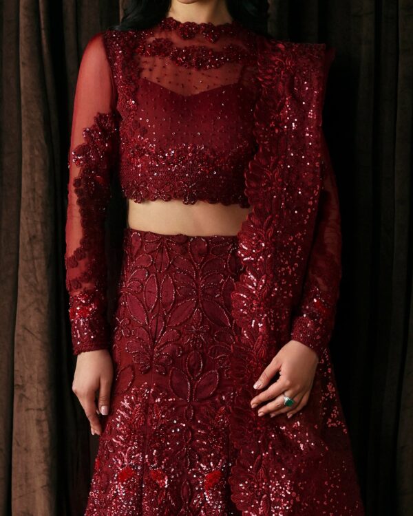 Afrozeh La Fuchsia Unstitched Formal 3Pc Suit FWU-0078 Lover - Image 8
