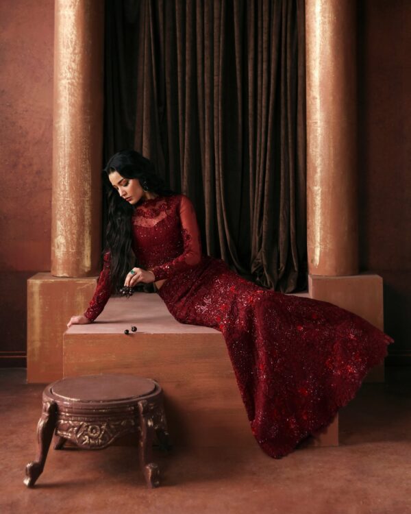 Afrozeh La Fuchsia Unstitched Formal 3Pc Suit FWU-0078 Lover - Image 7