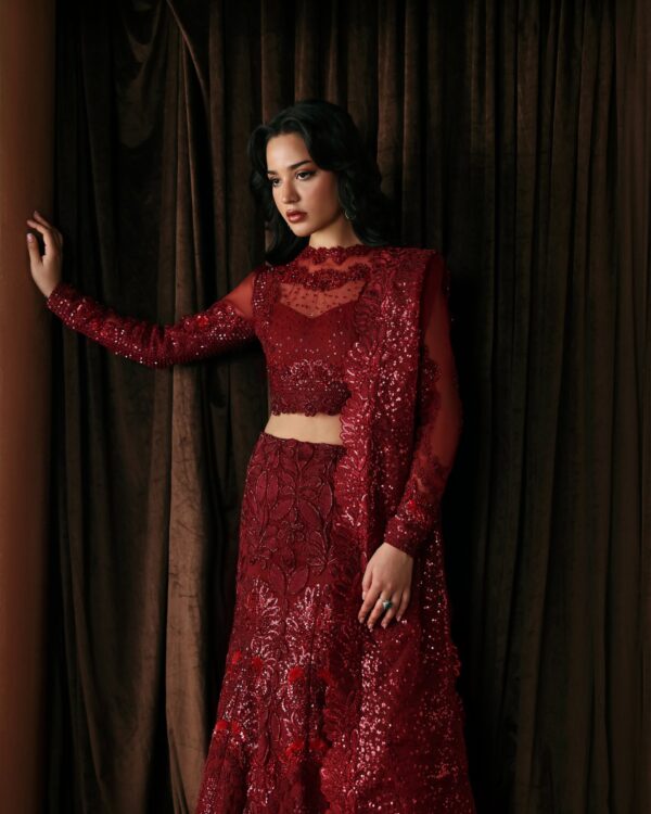 Afrozeh La Fuchsia Unstitched Formal 3Pc Suit FWU-0078 Lover - Image 9