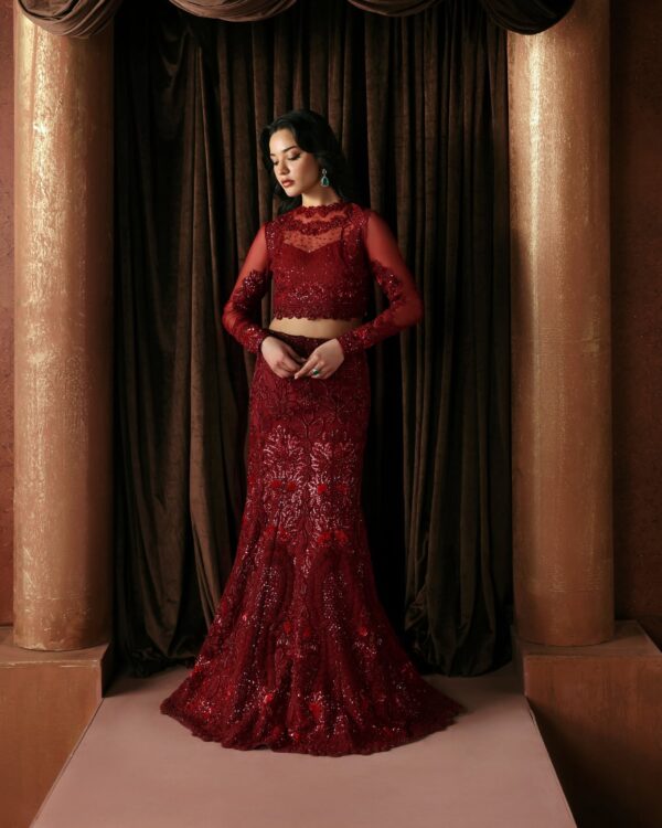 Afrozeh La Fuchsia Unstitched Formal 3Pc Suit FWU-0078 Lover - Image 3