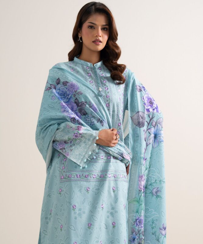 Sapphire Women's Unstitched Lawn Embroidered Blue 3 Piece Suit – PESGS26V7122
