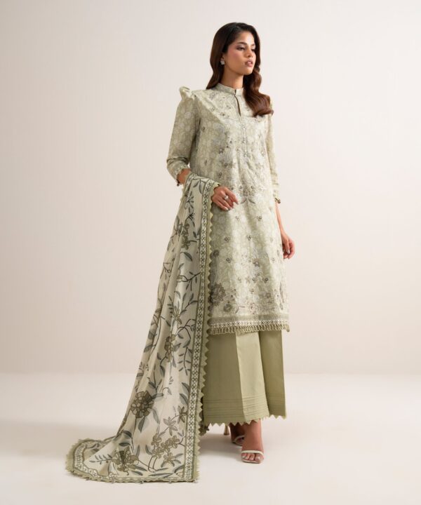 Sapphire Women's Unstitched Lawn Embroidered Beige 3 Piece Suit – PESGS26V7126