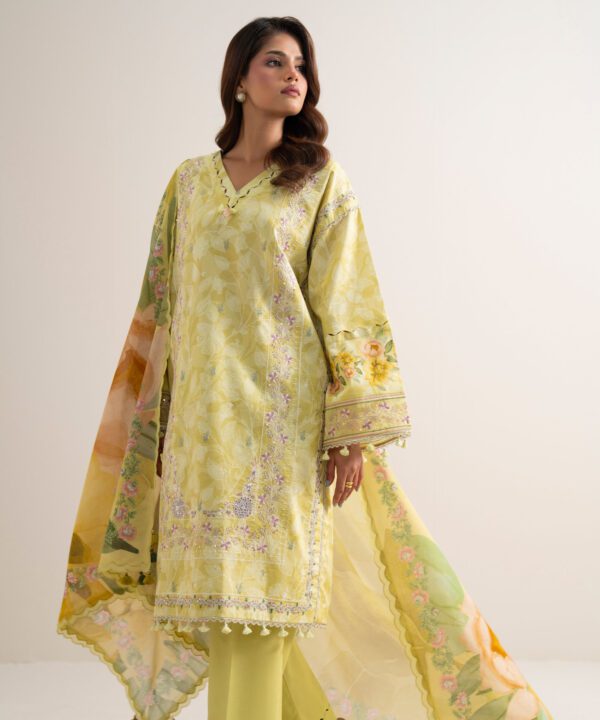 Sapphire Women's Unstitched Lawn Embroidered Yellow 3 Piece Suit – PESGS26V7128