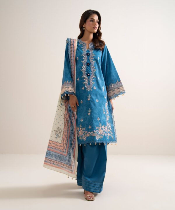 Sapphire Women's Unstitched Lawn Embroidered Blue 3 Piece Suit – PESGS26V7133