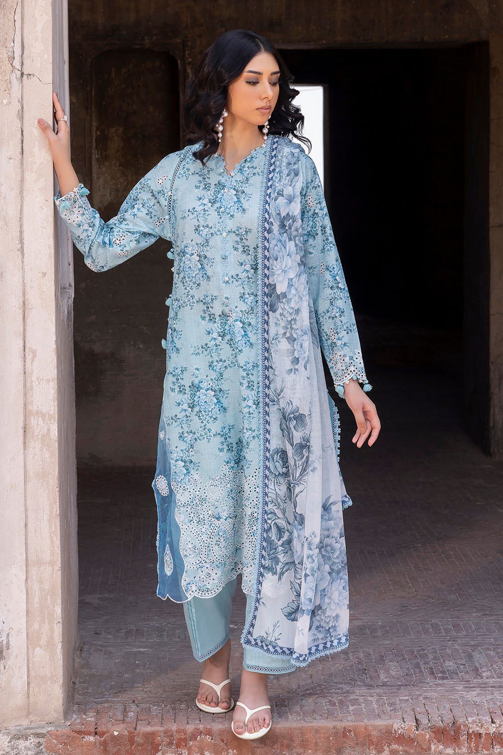 Gul ahmed 3 piece embroidered printed lawn suit with printed chiffon dupatta Gul Ahmed 3 Piece Embroidered Printed Lawn Suit with Printed Chiffon Dupatta