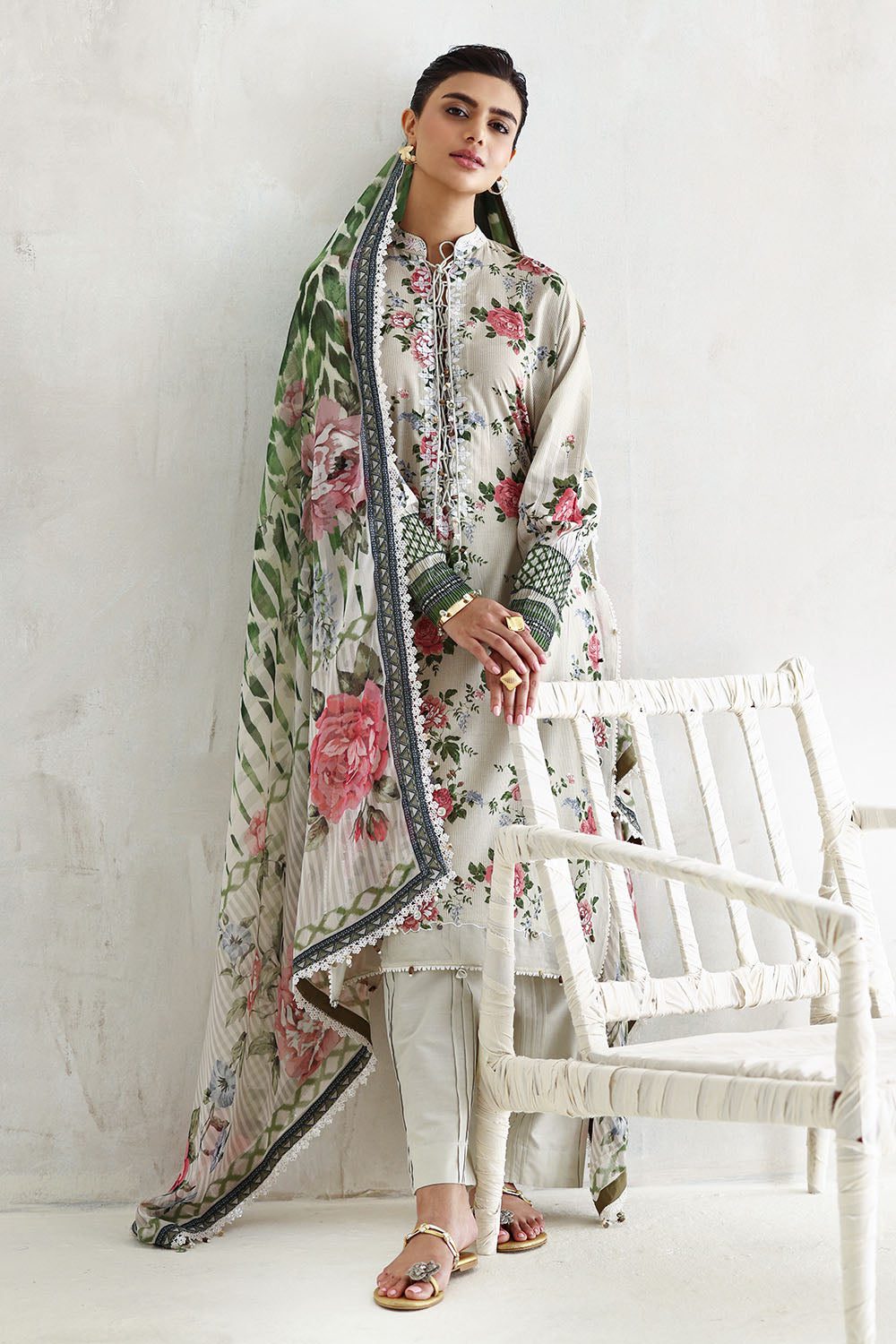 Gul ahmed 3 piece embroidered printed lawn suit with printed chiffon dupatta Gul Ahmed 3 Piece Embroidered Printed Lawn Suit with Printed Chiffon Dupatta
